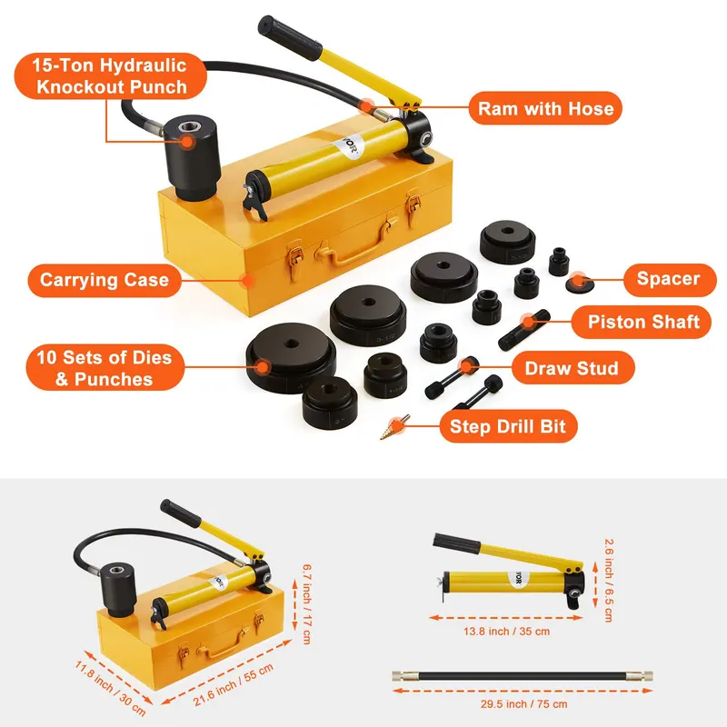 15 Ton Hydraulic Knockout Punc - đánh giá và giá Hydraulic Knockout Punch Set
